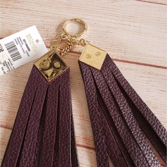 Michael Kors Pyramid Studded Tassels Pebbled Leather Keychain Handbag Charm - Picture 5 of 10